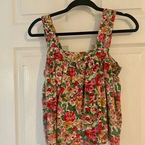 Natural Life Top Womens SM Pleated Floral Flowy Tank Cropped Fairy Cottagecore